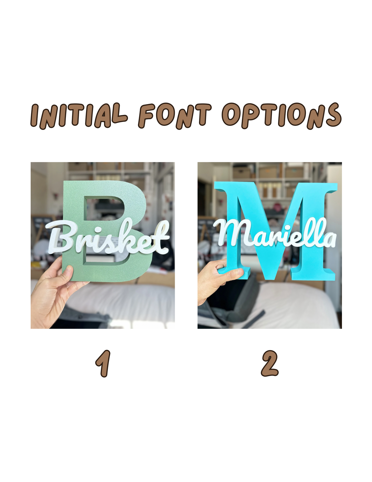 Personalized 3D Printed Name Sign | Custom Initial Name Decor