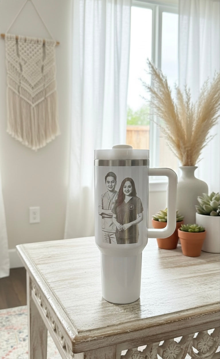 2-sided Laser Engraved Portrait 40oz Tumbler