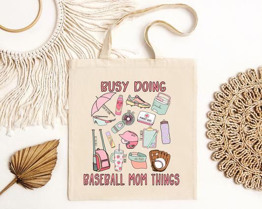 Busy Doing Baseball Mom Things Tote Bag