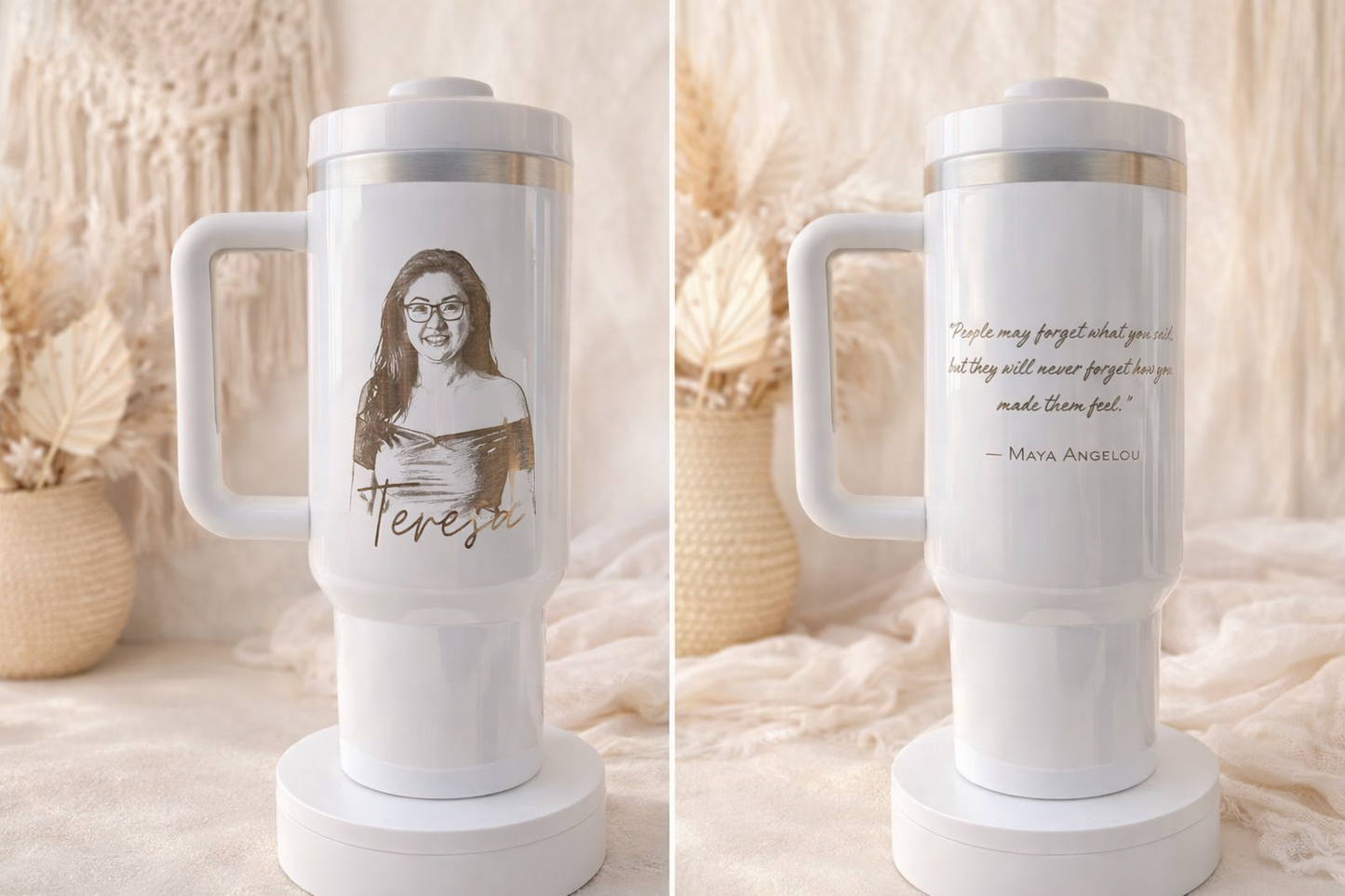 2-sided Laser Engraved Portrait 40oz Tumbler