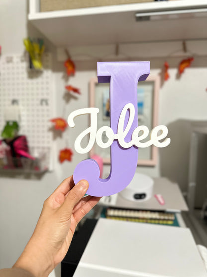 Personalized 3D Printed Name Sign | Custom Initial Name Decor